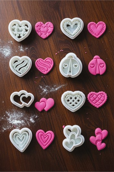 To Design Lab Heart Patterned 8 Different Tiny Polymer Clay Mold Set