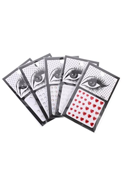 Dioche Shiny Heart Face Stickers, Set of 5, Rhinestone Adhesive Temporary Bod...