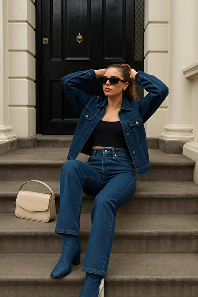 XRAY JEANS Γυναικείο τζιν μοντέρνο φαρδύ μπλε τζιν παντελόνι