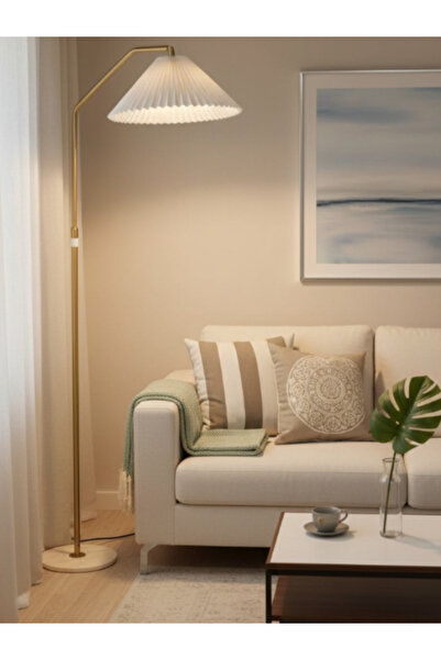 BEC49 Tall floor lamp with folded shade - Classic Modern Lighting