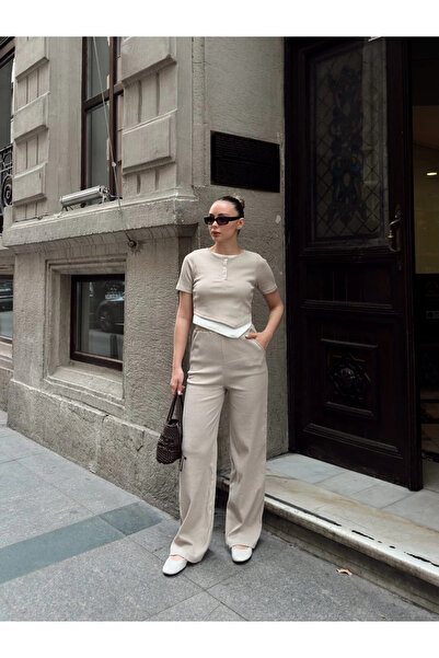 Butik Women's Asymmetrical Detail Top and Bottom Set