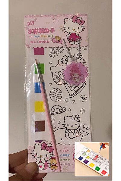 synshop Hello Kitty Sulu Boya Sanat Kit 4Yaprak Anahtarlık Fırça Set Kendin Y...