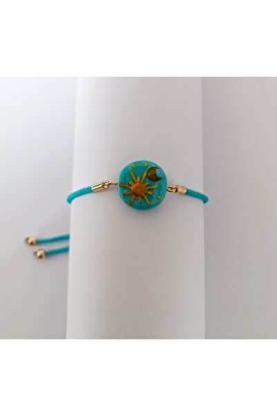 ADAMODART Sun and Moon Murano Glass Beaded Adjustable Drawstring Bracelet