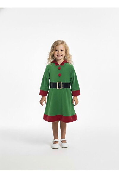 assef Kız Çocuk Noel Anne Kostümü Elf Temalı Yılbaşı Parti Elbisesi ve Kostüm...