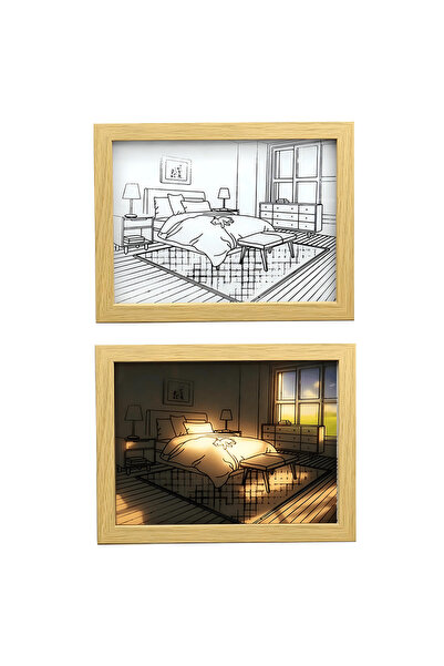 Hombak Cadru decorativ iluminat 3D - Lumină de noapte cu control inteligent a...