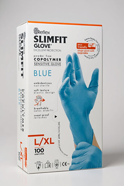 Reflex Slimfit Copolymer Mavi Pudrasız Eldiven S Beden 100'Lü
