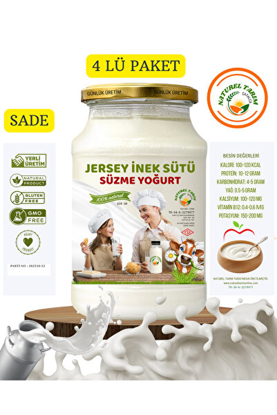 NATUREL JERSEY İNEK SÜTÜ SÜZME YOĞURT 830 GR X4 LÜ PAKET