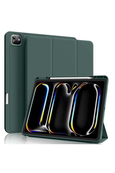 HYX iPad Pro 13-inch Case M4 2024 with Pencil Holder, Slim Trifold - Dark Green