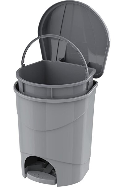 Cosmoplast 10L Plastic Pedal Bin, Pearl Gray
