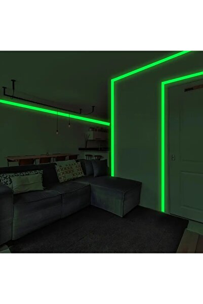 ÖZGÜL REKLAM Lümen Folyo / Floresan Folyo / Karanlıkta Işık Veren Parlayan Yeşil Folyo Sticker / 115x4 cm
