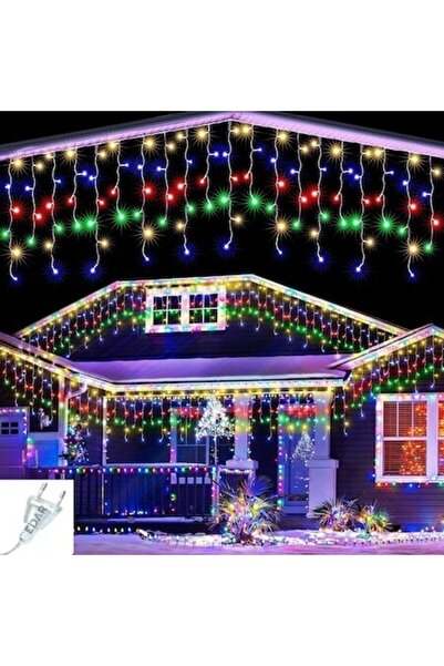 EDAR Luminițe de Crăciun în formă de țurțur, 5 m, 110 LED-uri, multicolore, 8...