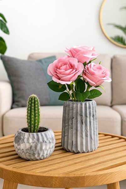 Sisay Home Vază și ghiveci cu model modern din marmură