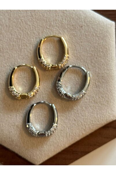 STOLIA Zirkon Taş Detaylı Çelik Halka Küpe