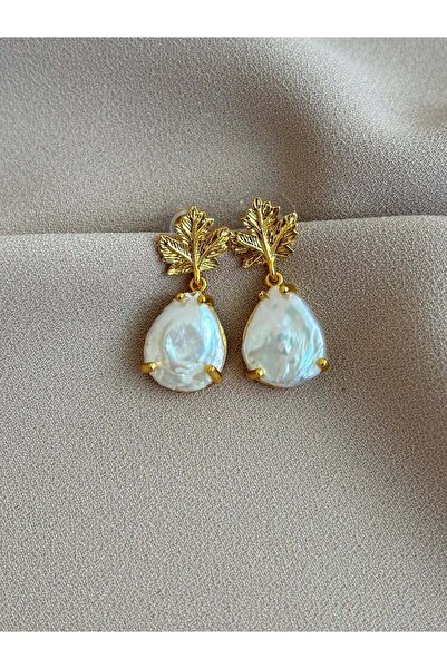 BuinJewellery Çınar Yaprağı Damla İnci Küpe