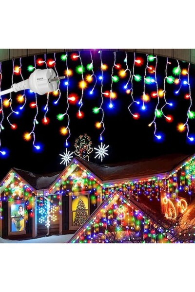 EDAR Luminițe de Crăciun tip perdea, 50m, 1000 LED-uri, multicolore, fir alb