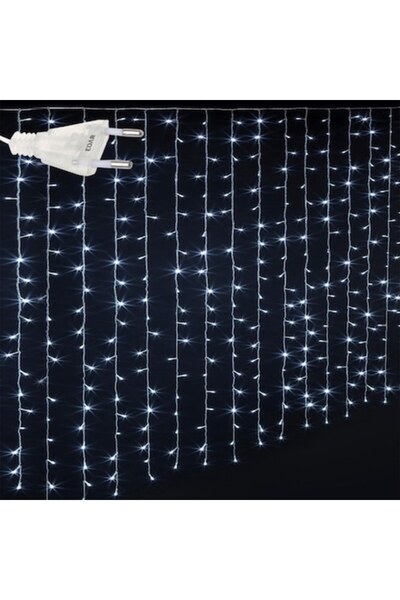 EDAR Luminițe de Crăciun tip perdea, 8 m x 50 cm, alb rece, fir alb, 8 moduri...