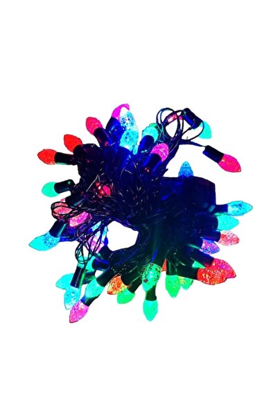 EDAR Șir luminos colorat, LED conic, cablu negru, 6 m, 40 LED-uri, multicolor