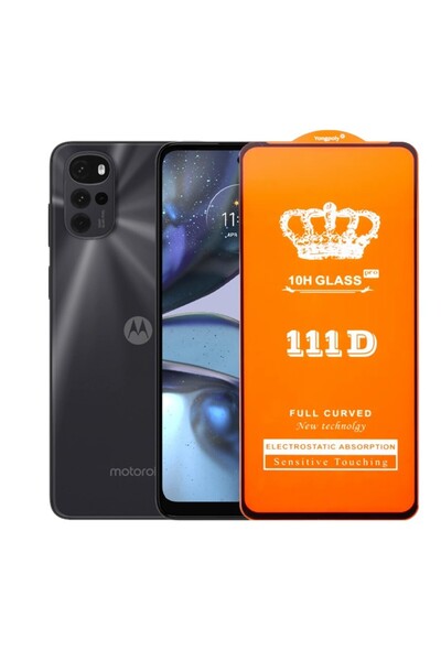 Motorola Tempered Glass Screen Protector for Moto G22 - Full Cover 111D, HD, Black Edges, Transparen