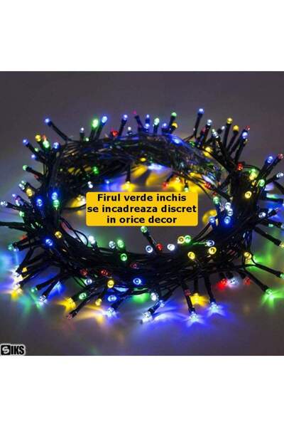 SIKS Solar Linear Christmas Light, 40 m, 400 LEDs, Large Solar Panel Charging, Multicolor