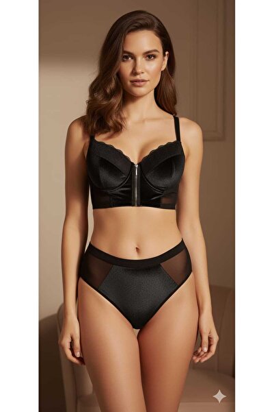 Baljina طقم حمالة صدر مبطنة بسحاب مخملي