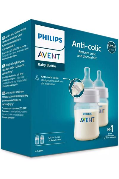 Philips Avent Anti-Colic Baby Bottles, 125ml, 2-Pack, SCY100/02