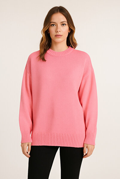 KURGAN TEKSTİL Women's Crew Neck Basic Knitwear Sweater
