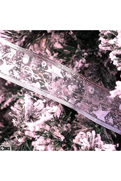 SIKS Instalație cu brad panglică argintie, decorarea brazilor de Crăciun, 50 LED-uri, 5 m, 8 programe, argintiu