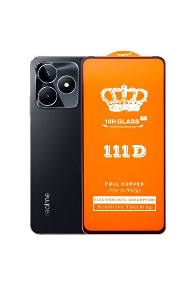 realme Tempered Glass Screen Protector Full Cover 111D for C53 — HD, 9H, Black Edges, Transparent