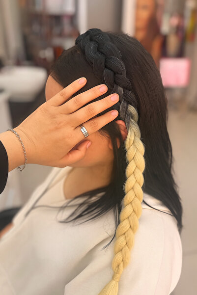 YASEMİN KAPLAN تاج محبوك ملون - تاج شعر محبوك بلونين - إكسسوار شعر نسائي - تا...