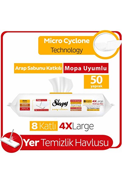 Sleepy Easy Clean Arap Sabunu Katkılı Mopa Uyumlu Yer Temizlik Havlusu 50'li