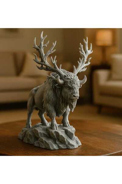 ATOLYETASBAHCE Dekoratif Ağaç Boynuzlu Geyik Figür Biblo Heykel