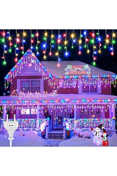 EDAR Luminițe de Crăciun în formă de țurțur, 15 m, 320 LED-uri, 8 moduri de i...