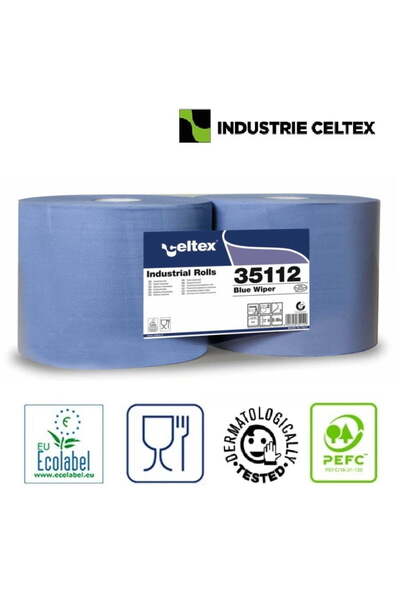 Celtex 35112 Ștergător de hârtie industrial, 2 straturi, albastru, 290 m, 970...