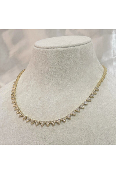 shop VIP Seri Zirkon Taşlı Üçgen Kolye Gold