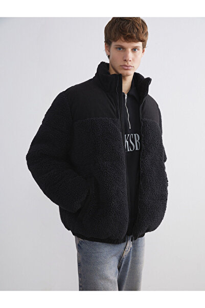 LC Waikiki Mock Neck Men's Plush Puffer Coat