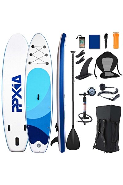 TMISHION Inflatable Stand Up Paddleboard (X-Shaped), 200kg Capacity, With Seat and Paddle, Blue, 335x82x15cm