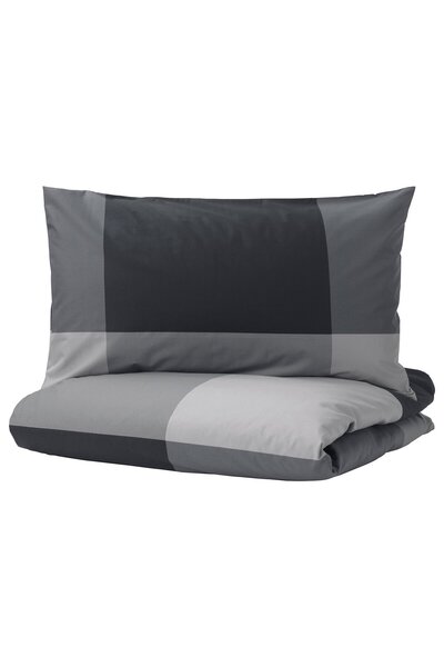 IKEA BRUNKRISSLA Duvet cover and 2 pillowcases, black, 240 x 220/50 x 80 cm