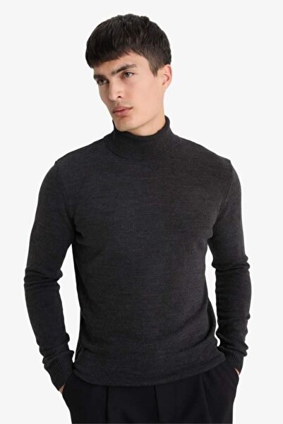 DeFacto slim fit Dar croială Pulover cu gât roșu basic Pulover simplu din tricot (25 WN)