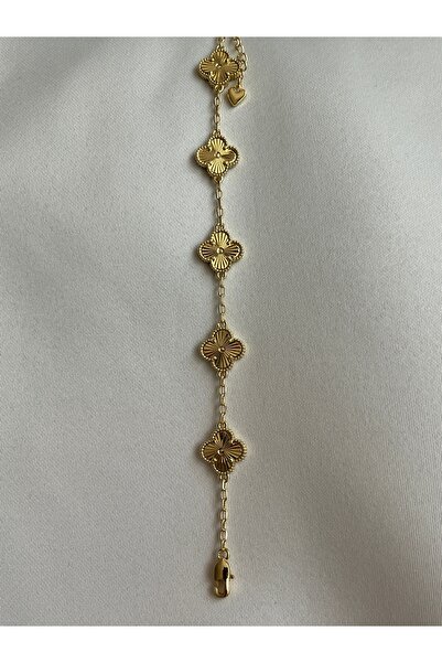 yeknova Xuping 14k Gold Rengi Sıralı 5 Yonca Model Kararmaz Kadın Bileklik