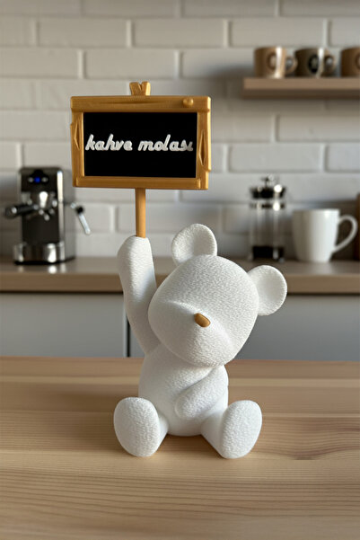 Obaco Tabelalı Sevimli Ayıcık, Kahve Köşesi Kahve Sunum Yanı 19cm Bioplastik