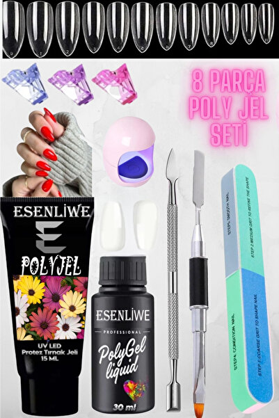 ESENLİWE 8 Parça Polygel Protez Tırnak Jeli Kalıcı Oje Akrilik Akril Jel Uygu...