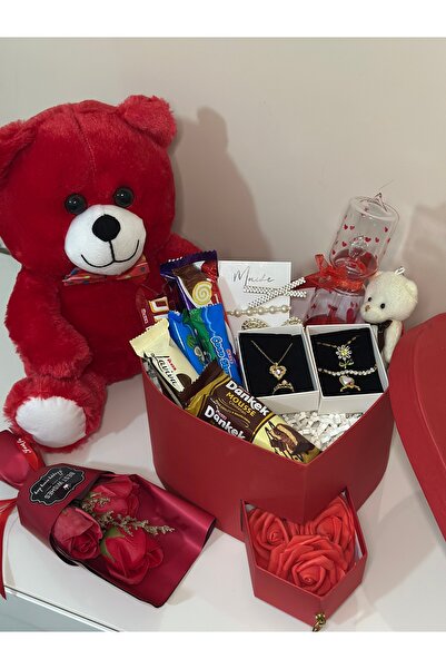 Maide Jewelry Sevgiliye Arkadaşa Özel Hediye Kutusu Çiçek Buketi Seti Kadınla...