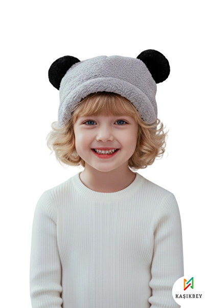 KAŞIKBEY Beret Cute Teddy Bear Panda Eared Children's Plush Beret Welsoft Windproof Hat Winter Plush Beret