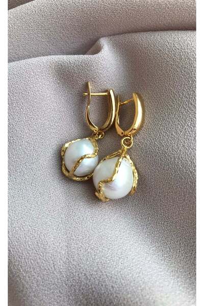 BuinJewellery Kafesli Barok İnci Küpe