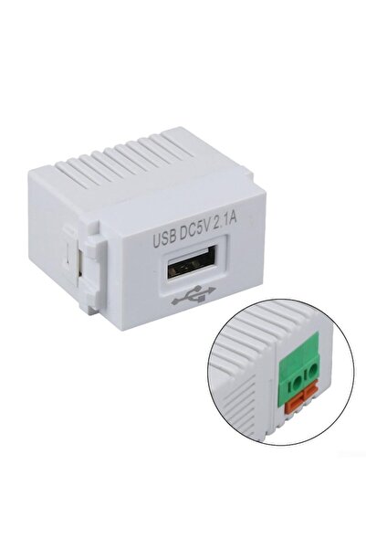 TRENCHY EasyByMall USB Socket Adapter Set, 2 pieces, Fast Charging 2.1A, 220V to 5V, 3 x 3.6 cm