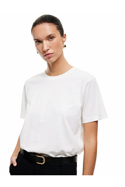 Koton Βασικό μπλουζάκι από βαμβακερό λαιμόκοψη με κοντό μανίκι