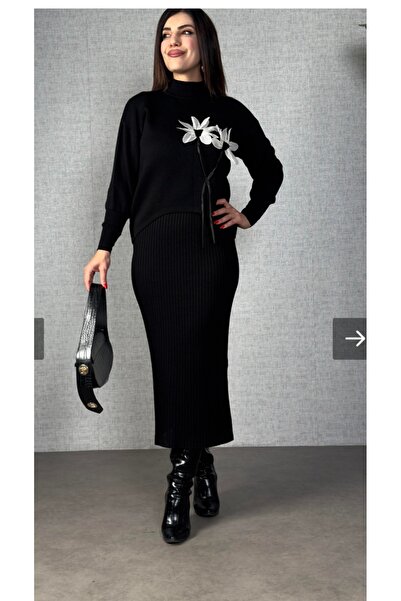 PEKA Floral Detailed Bottom Dress Suspender Gilet Two-Piece Suit