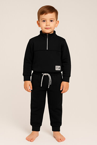Palal Boy's 3 Thread Ş Fleece-Lined Cotton Zippered Sweatshirt and Sweatpants Set Kids