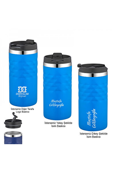 DeryalarDijital 5340 Termos Tarzı Çelik Kupa isim veya logo baskılı kişiye öz...