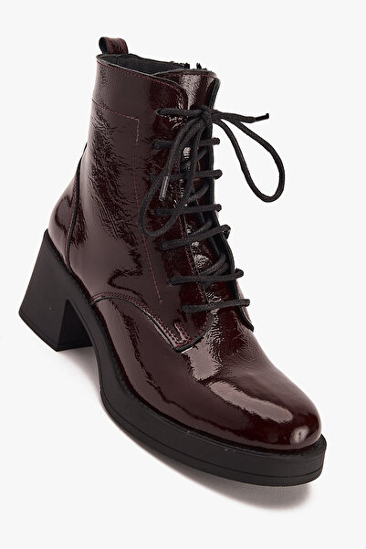 West To West Kadın Topuklu Bağcıklı Bot – Hakiki Deri Şık Günlük Bot